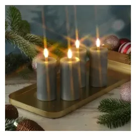 283 MIA LED Kerzenset 10 cm grau 4 St.