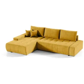 Fun Möbel Ecksofa Sofa Mit Schlaffunktion Vogar Stoff Aston Gelb Ottomane Links