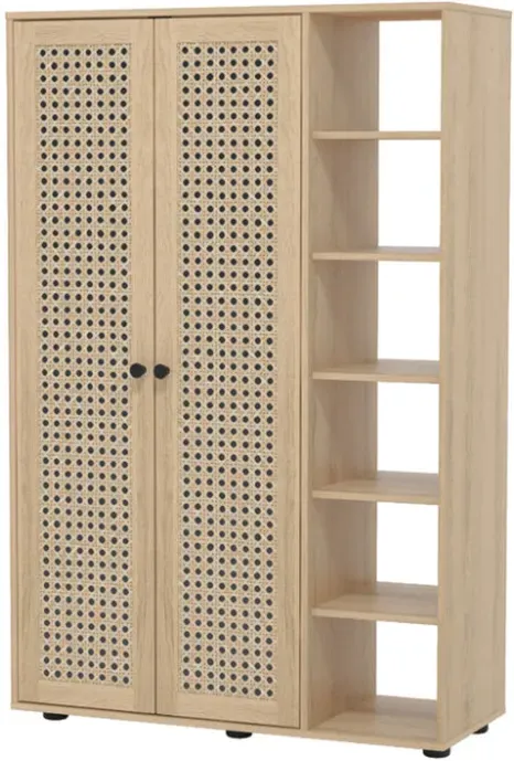 Galano Hansel 4ft Schuhschrank - L 79,6 x B 29,9 x H 118,8 cm, für Wohnzimmer - Farbe Braun