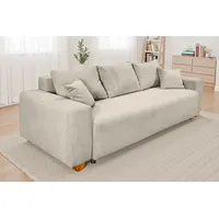 Schlafsofa COLLECTION AB "Yves, B: 243 cm, Liegefl. 142x194 cm", beige, B:243cm T:94cm, 100% Polyester, Sofas, Schlafsofa, Bettfunktion, Bettkasten & 2 Zierkissen, Federkern, Topseller