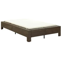 vidaXL 2-Personen-Sonnenliege mit Auflage Braun Poly Rattan