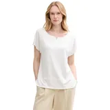 Tom Tailor Fabric Mix Kurzarm-T-Shirt Whisper White XL