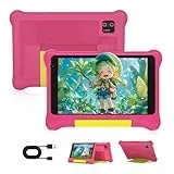 Byxsb Kinder Tablet 7-Zoll Android 13, 5GB RAM 32GB ROM, mit Kindersicherung und Kindererziehung, Bluetooth, WiFi, Dual-Kameras, GMS, stoßfestes Gehäuse, vorinstallierte Kinderanwendungen (Rosa)