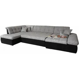 DOMO collection Wohnlandschaft DOMO COLLECTION "MORIC 353x216x80 cm, mit viel Platz, U-Form, auch in Cord", grau (schwarz, weiß, grau), B:353cm H:80cm T:216cm, Microfaser PRIMABELLE / Struktur (90% Polyester/ 10% Polyacryl);Kunstleder SOFTLUX / Struktur (90% Polyester/