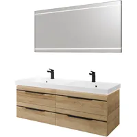 Saphir »Balto 2-teilig Mineralmarmor-Doppelwaschtisch mit LED-Spiegel«, (2 St.), Waschplatz