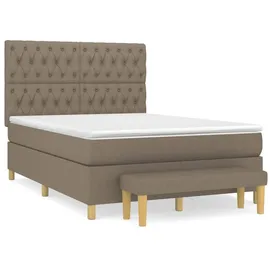 vidaXL Boxspringbett mit Matratze Taupe 140x200 cm Stoff