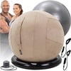 Sports 4in1-Gymnastikball-Set, Sitzball, 65 cm, Ballschale, Pumpe, Bezug, Schlingentrainer (Beige)