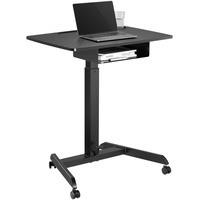 Maclean MC-903 Höhenverstellbarer Laptoptisch mit Rollen und mit Einer Schublade Sitz-steh-Schreibtisch Höhenverstellbar bis max. 113cm max. 8kg (Schwarz)