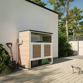 TIMBELA Mülltonnenbox 2er 240 l 153 x 159 cm beige