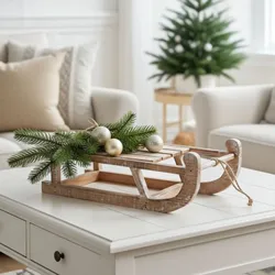 Dekorativer Mini-Holzschlitten - Charmante Weihnachtsdekoration, ideal als Tisch- und Fensterdeko, nachhaltig & modern