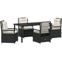 vidaXL Garten Essgruppe 5 pcs Schwarz Poly-Rattan