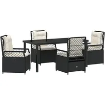 vidaXL Garten Essgruppe 5 pcs Schwarz Poly-Rattan