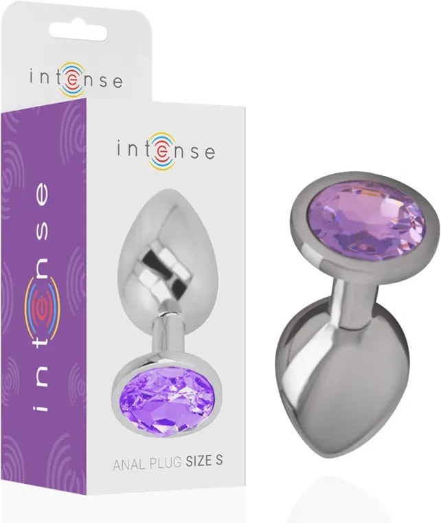 INTENSE - ANALPLUG AUS ALUMINIUMMETALL MIT VIOLETTEM KRISTALL, GRÖSSE L