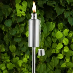 GARDEBRUK® Gartenfackel Öl 12er Set 330ml Edelstahl Rostfrei 115cm Hoch Fackeln Ölfackeln Garten Draußen