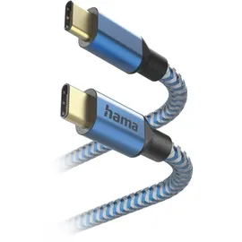 Hama USB-Cable Reflectiv USB-C To USB-C 1.5 M Blue