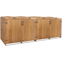 Mendler XL 4er-/8er-Mülltonnenverkleidung HWC-H74, Mülltonnenbox, erweiterbar 126x316x98cm Holz MVG ~ braun