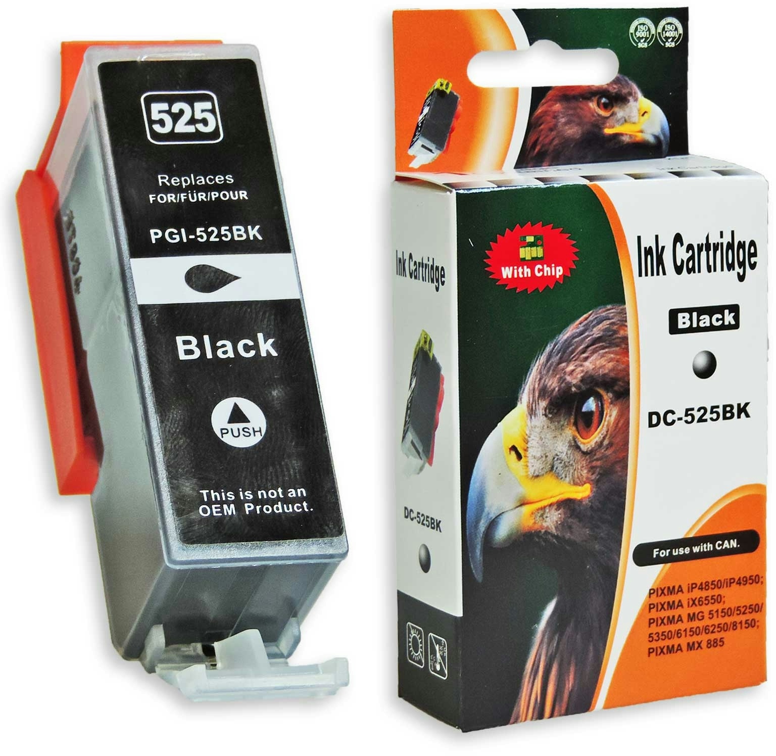 Kompatibel Canon PGI-525, 4529B001 PGBK Schwarz Black pigmentiert Druckerpatrone für 550 Seiten von D&C