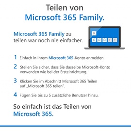 Microsoft Office 365 Family | PC/MAC/Mobilgeräte | Vollversion, 6 Lizenzen Android, iOS, Mac, Windows Office-Paket