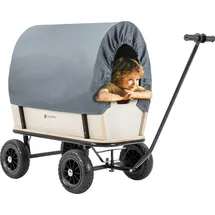 MIWEBA Bollerwagen Canvas mit Dach grau