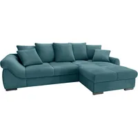 Ecksofa MR. COUCH "Livorno L-Form", blau (microfaser 13 petrol), B:266cm H:66cm T:188cm, Microfaser (Grundgewebe - 100% Polyester; Nutzschicht- 90% Polyester / 10% Polyamide), Sofas, inkl. Hochschläfer-Bettauszug, XL-Bettkasten weiß beschichtet