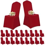 Showgeous 20 Stück Stuhlhussen Bordeaux Rot Polyester Spandex Lycra Stretch Stuhlhussen Universelle Waschbare Stuhlhussen für Hochzeitsfeier Esszimmer Bankett Dekoration