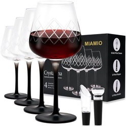 MiaMio Weinglas Rotweingläser 4er Set große Weingläser/Kristallweingläser – Crystaluna