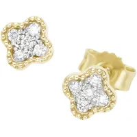 Luigi Merano Paar Ohrstecker LUIGI MERANO "Blüte mit funkelnden Brillanten, Gold 585", gold, Ohrringe, Damen, SI = kleine Einschlüsse, Gelbgold 585
