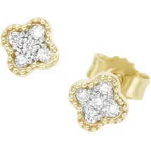 Luigi Merano Paar Ohrstecker LUIGI MERANO "Blüte mit funkelnden Brillanten, Gold 585", gold, Ohrringe, Damen, SI = kleine Einschlüsse, Gelbgold 585