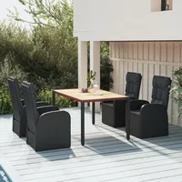 vidaXL Garten-Essgruppe 5-tlg. Schwarz