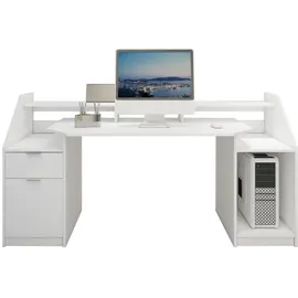 ML-Design Schreibtisch Computertisch Einstellbar Laptoptisch Tisch PC Weiß 179,8x90,6x55cm