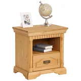 Home Affaire Nachtkonsole »Graz«, aus massiver Kiefer, mit aufwendigen Details, Breite: 55 cm beige