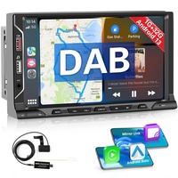 Hikity Autoradio DAB+ Doppel Din Android 11 mit Navi 7 Zoll Touch Bildschirm Apple Carplay Android Auto Audio Radio mit Bluetooth-Freisprecheinrichtung Mirror Link WIFI unterstützen Rückfahrkamera AUX