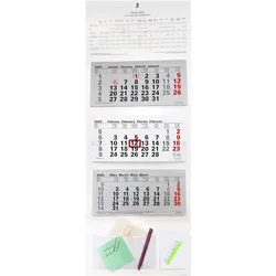 2025 ADINA Dreimonatskalender 87x33cm mit Notizblock und Tasche