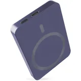 EMOS Powerbank 5 000 mAh WI 522 mit Magnet - magnetischer externer Akku mit Passthrough und Wireless-Charging USB-C-Ausgang inkl. USB-Datenkabel - für iPhone, iPad, Smartwatches - blau