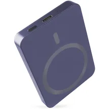 EMOS Powerbank 5 000 mAh WI 522 mit Magnet - magnetischer externer Akku mit Passthrough und Wireless-Charging USB-C-Ausgang inkl. USB-Datenkabel - für iPhone, iPad, Smartwatches - blau