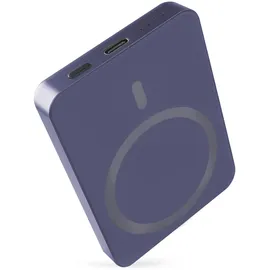 EMOS Powerbank 5 000 mAh WI 522 mit Magnet - magnetischer externer Akku mit Passthrough und Wireless-Charging USB-C-Ausgang inkl. USB-Datenkabel - für iPhone, iPad, Smartwatches - blau