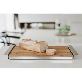 Zack PANAS Brotschneidebrett mit Tablett, Edelstahl matt und geölter Bambus