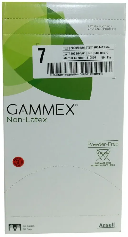 Ansell Gammex - sterile Operationshandschuhe - Neopren puderfrei - Größe 7 - Grün - 50er Pack