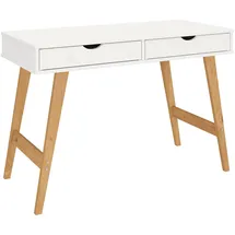 Idimex Schreibtisch MILO mit 2 Schubladen aus Massivholz, stabil und langlebig, ideal für Home-Office, weiß/Eiche farben, für Stauraum
