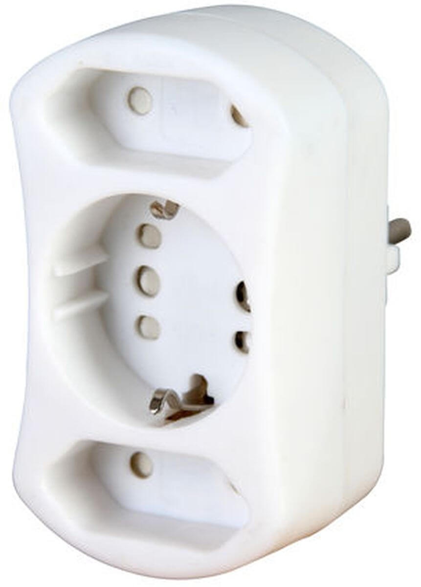 Kopp DUOversal-Adapter für 2 Europa- und 1 Schutzkontakt-Stecker oder 4 Europa-Stecker, weiß
