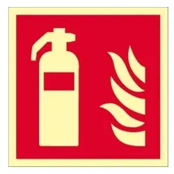 Schild Feuerlöscher ISO 7010, Kunststoff, langnachleuchtend, 160-mcd, 450x450 mm