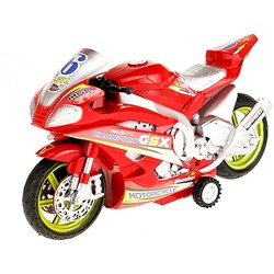 Toi-Toys Spielzeug-Motorrad RENNMOTORRAD mit Licht Sound Friktionsantrieb Modell Motorrad 07 (Rot), Rennmaschine Bike Spielzeug Geschenk rot