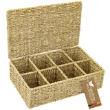 HMF Teebox geflochten aus Seegras 33 x 21 x 10 cm 10-tlg. beige