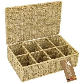 HMF Teebox geflochten aus Seegras 33 x 21 x 10 cm 10-tlg. beige