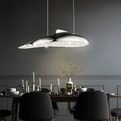 LED Hängelampe Deckenlampe LED hängend LED Pendelleuchten, Chrom, Acryl, 1x LED warmweiß, LxBx H 36x15x120 cm