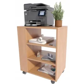 matkam Druckertisch Holzwerkstoff 60x74x40 cm Erle mit Rollen