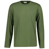 GANT Herren Longsleeve - REGULAR SHIELD LS, Shirt, Rundhals, Langarm, Baumwolle Grün (Dry Herb) M