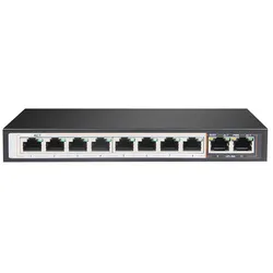 LUPUS Gigabit PoE Netzwerk-Switch 10 Ports, 8X PoE, Lüfterlos, Schwarz