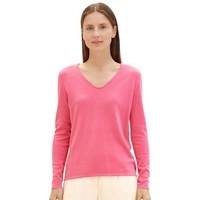 TOM TAILOR V-Ausschnitt-Pullover, aus Feinstrick, Pink,