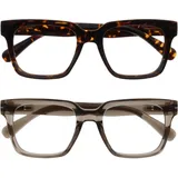 OPULIZE ERA Blaulichtfilterbrille für Damen Herren - Klar Gläser - Entspiegelt & Blendfrei - 2er-Pack - UV400-Schutz - Großer rechteckiger Rahmen - Computerbrillen Anti-Müdigkeit - Braun Grey